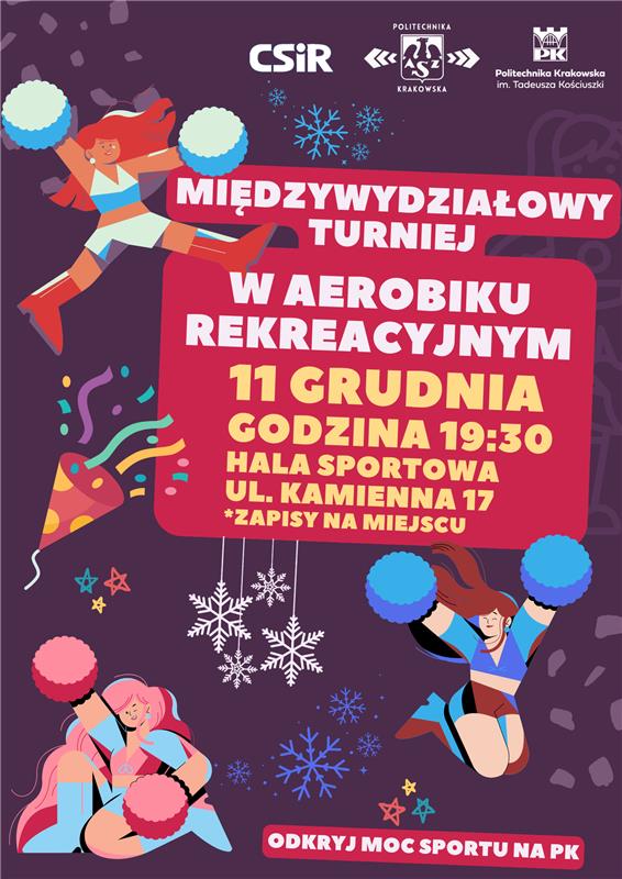 Plakat informacyjny XIII Międzywydziałowy Turniej w Aerobiku Rekreacyjnym